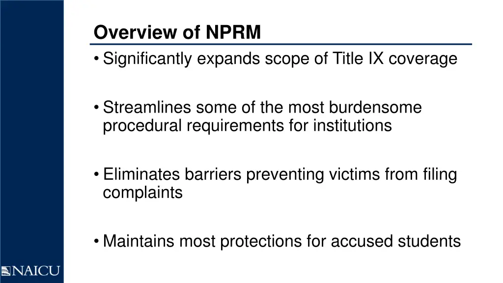 overview of nprm 1