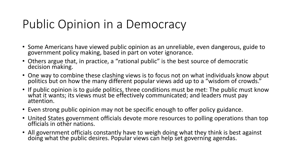 public opinion in a democracy