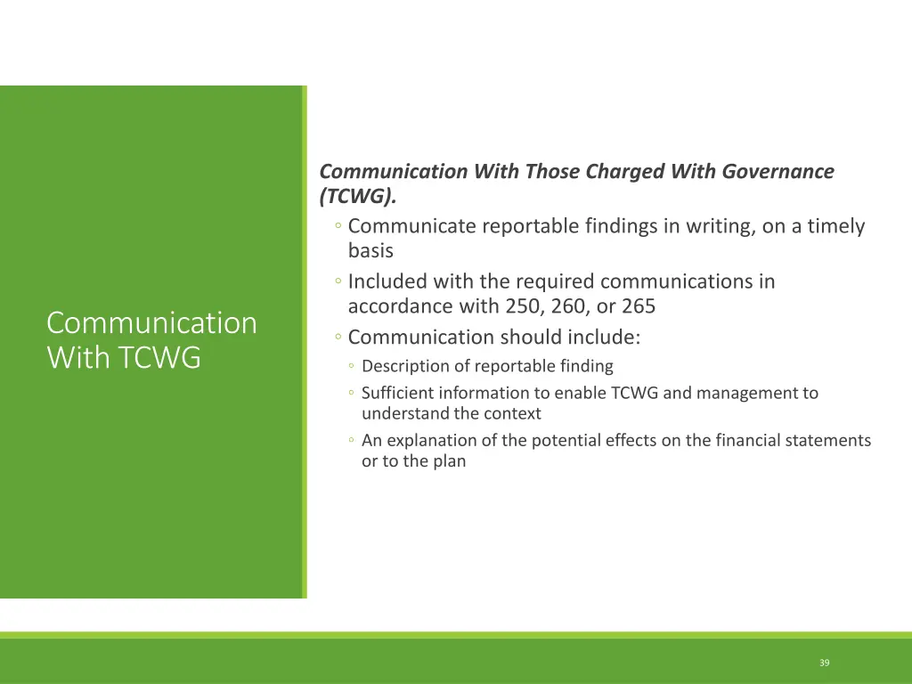 communication with those charged with governance