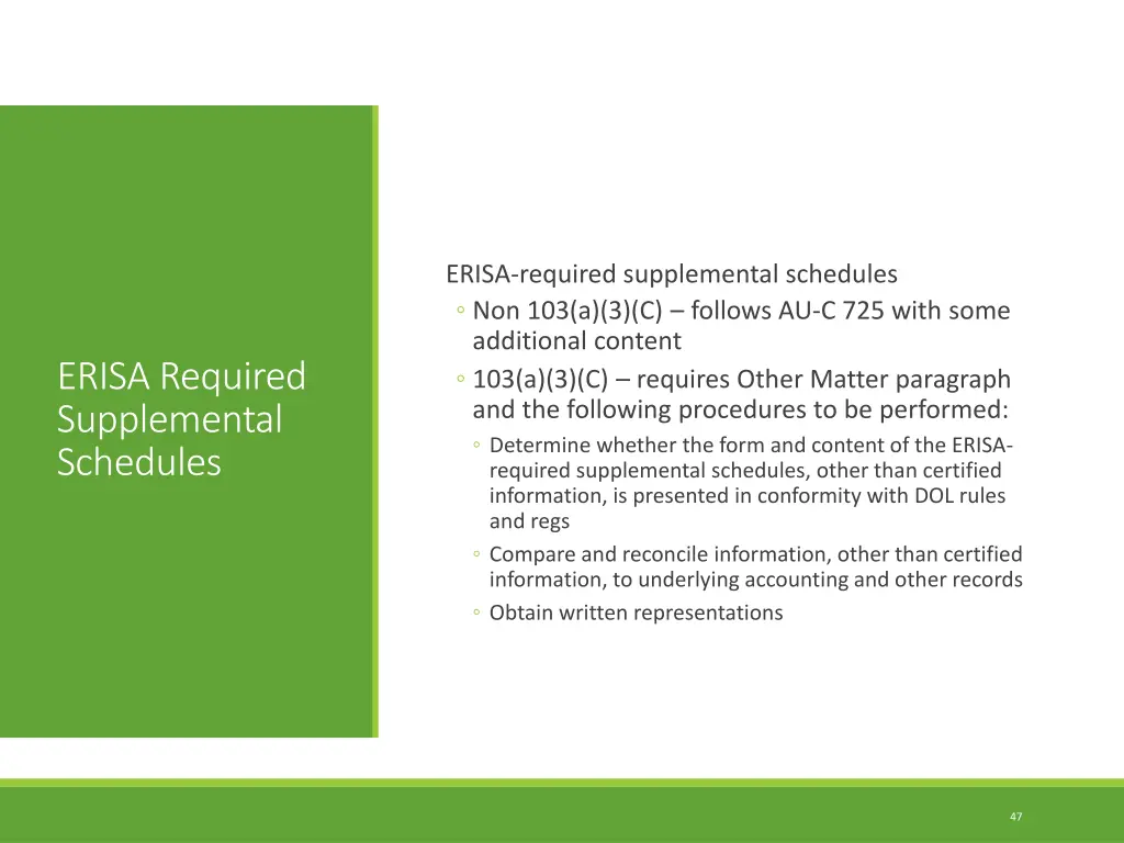 erisa required supplemental schedules