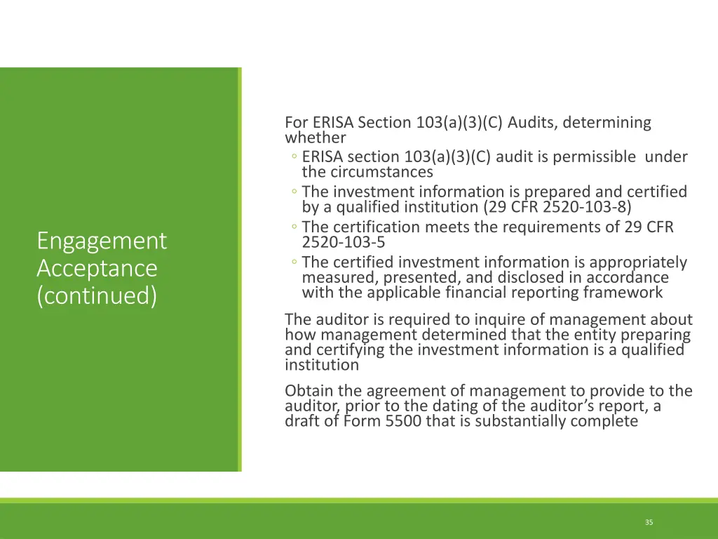 for erisa section 103 a 3 c audits determining