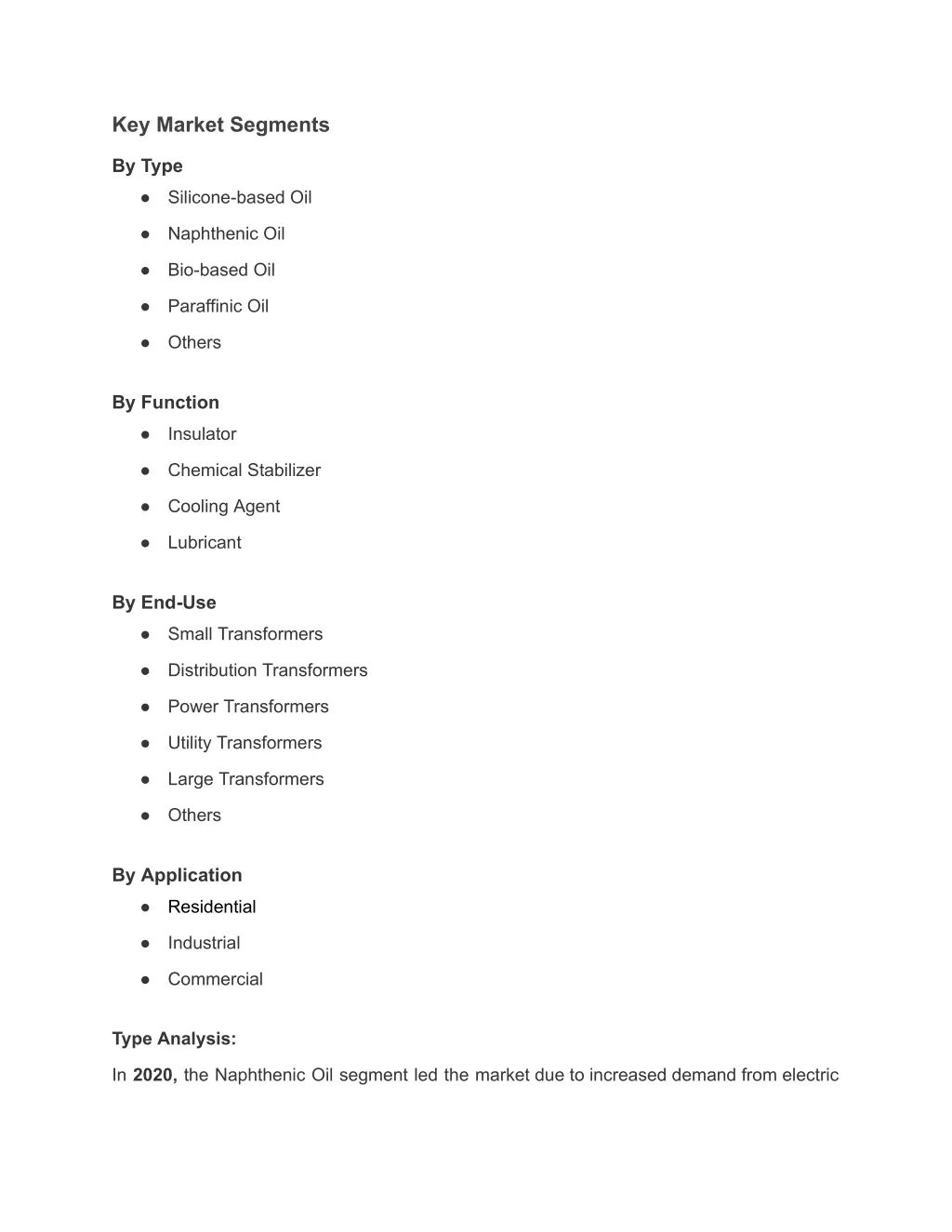 key market segments