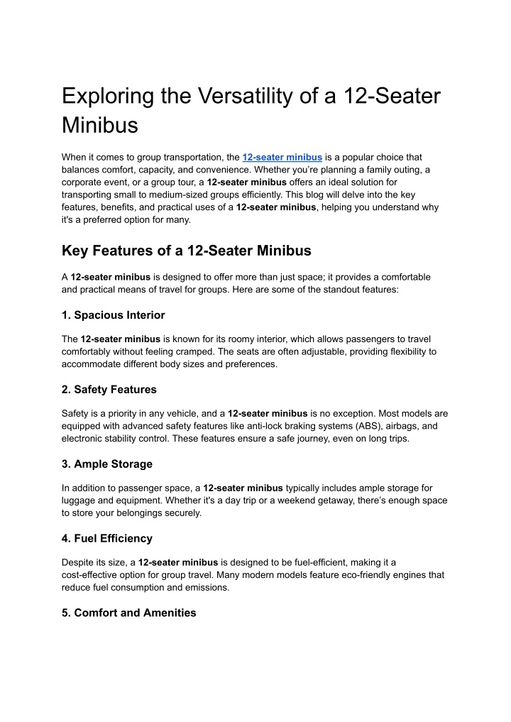 exploring the versatility of a 12 seater minibus