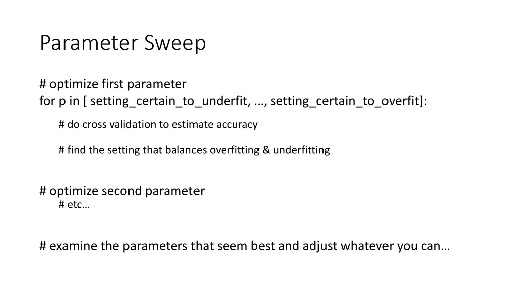 parameter sweep