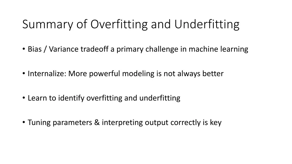 summary of overfitting and underfitting