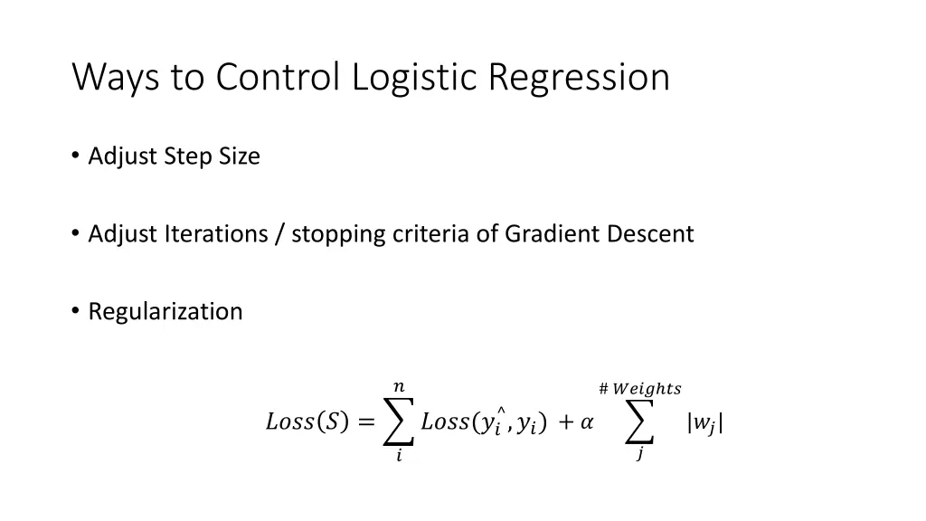 ways to control logistic regression