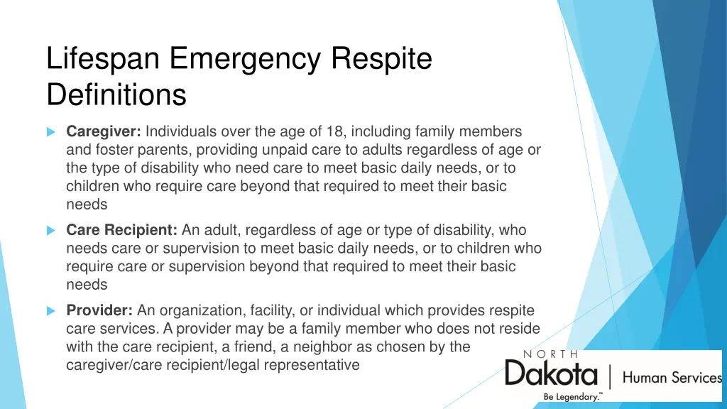 lifespan emergency respite definitions