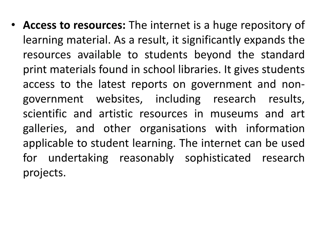 access to resources the internet is a huge