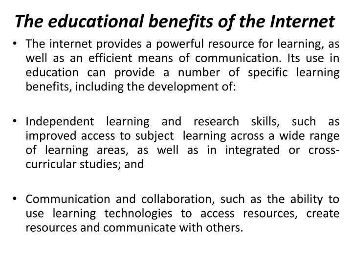 the educational benefits of the internet