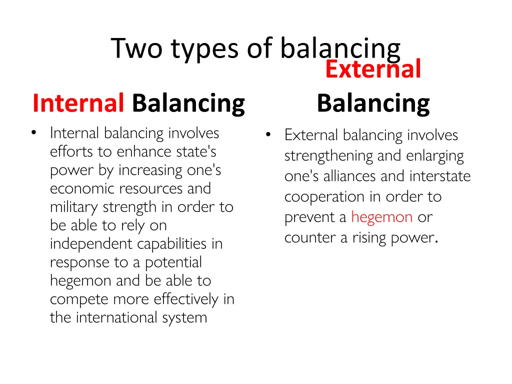 two types of balancing