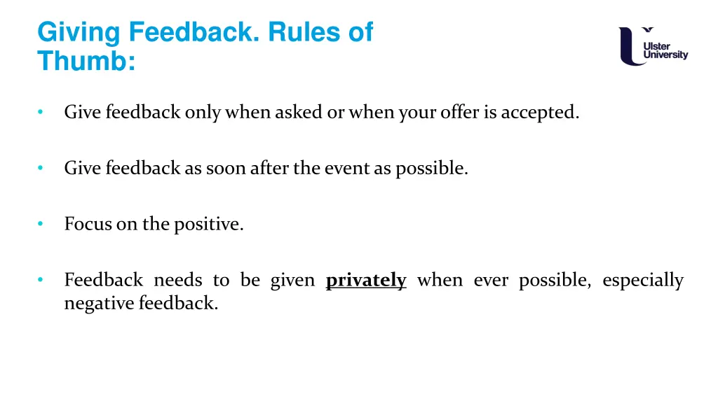 giving feedback rules of thumb