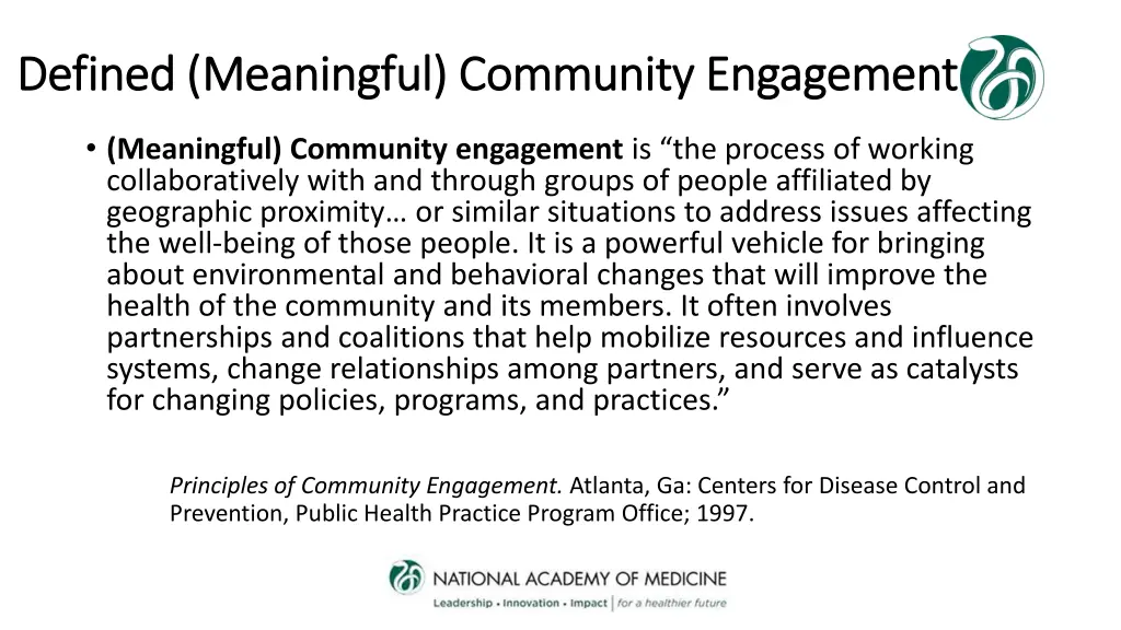 defined meaningful community engagement defined