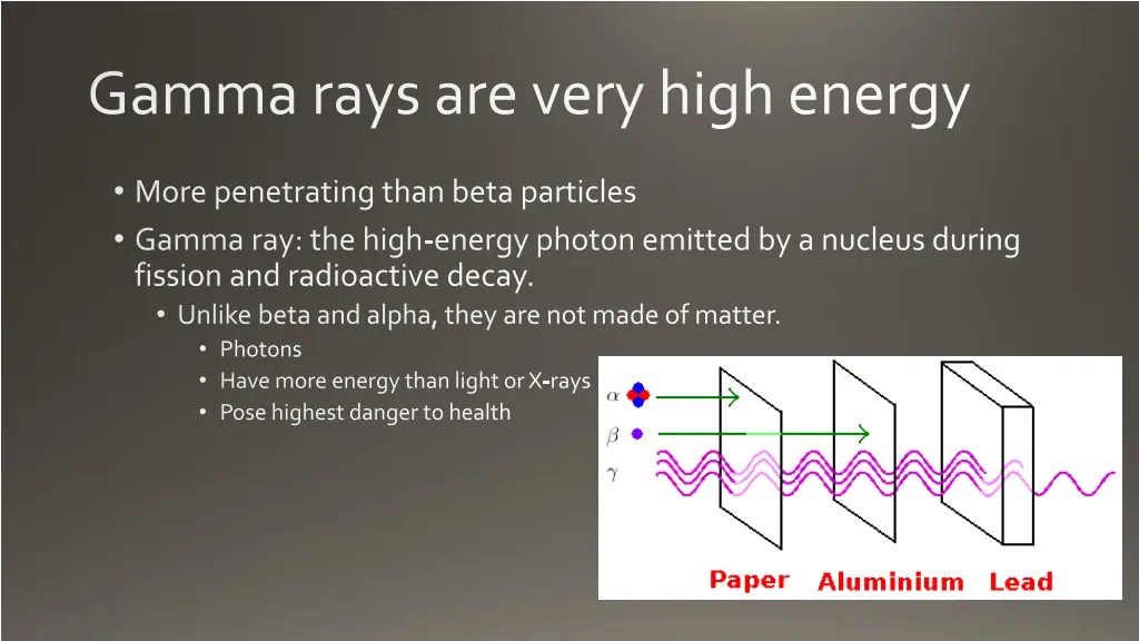 gamma rays are very high energy