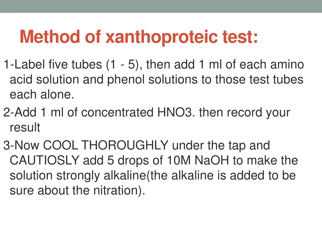 method of xanthoproteic test