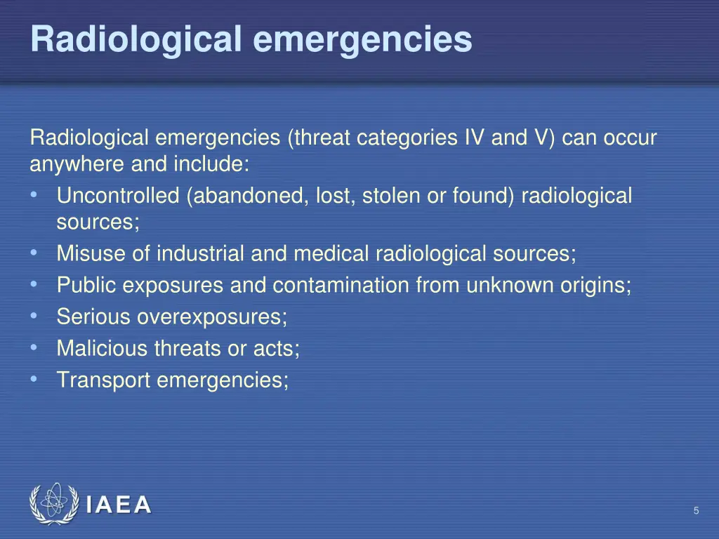 radiological emergencies