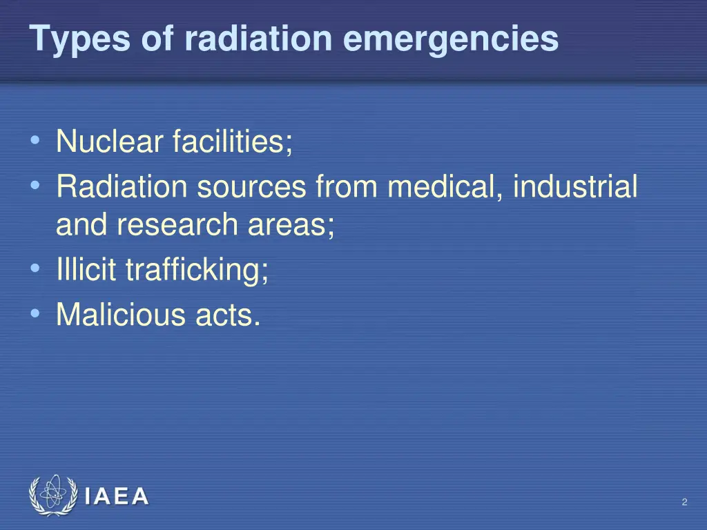 types of radiation emergencies