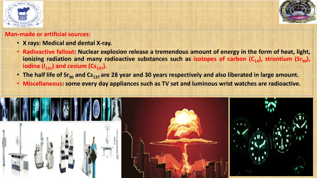 man made or artificial sources x rays medical