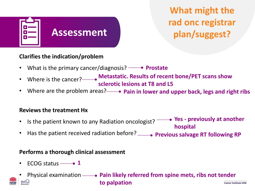 what might the rad onc registrar plan suggest