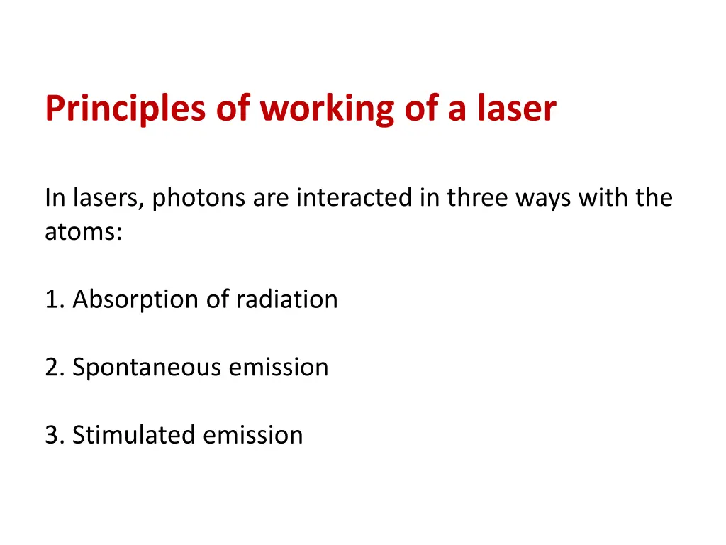 principles of working of a laser