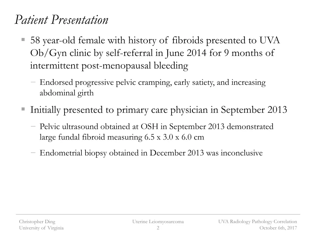 patient presentation