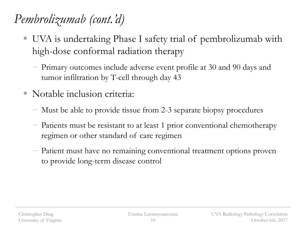 pembrolizumab cont d