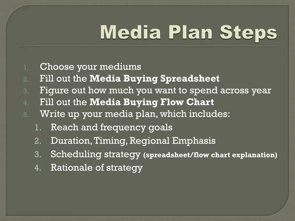 choose your mediums fill out the media buying