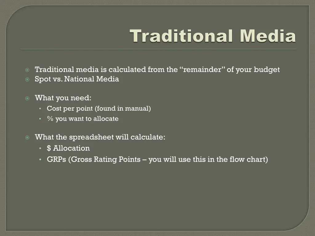 traditional media is calculated from