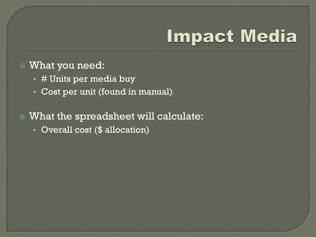 what you need units per media buy cost per unit