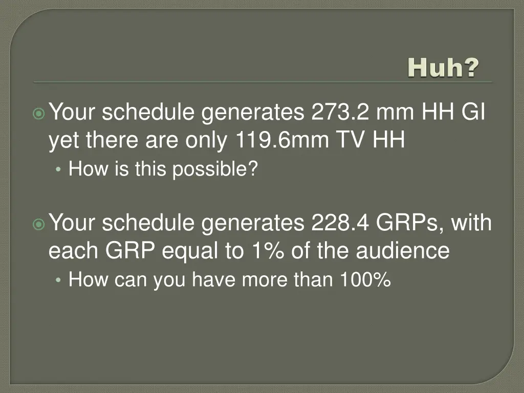 your schedule generates 273 2 mm hh gi yet there