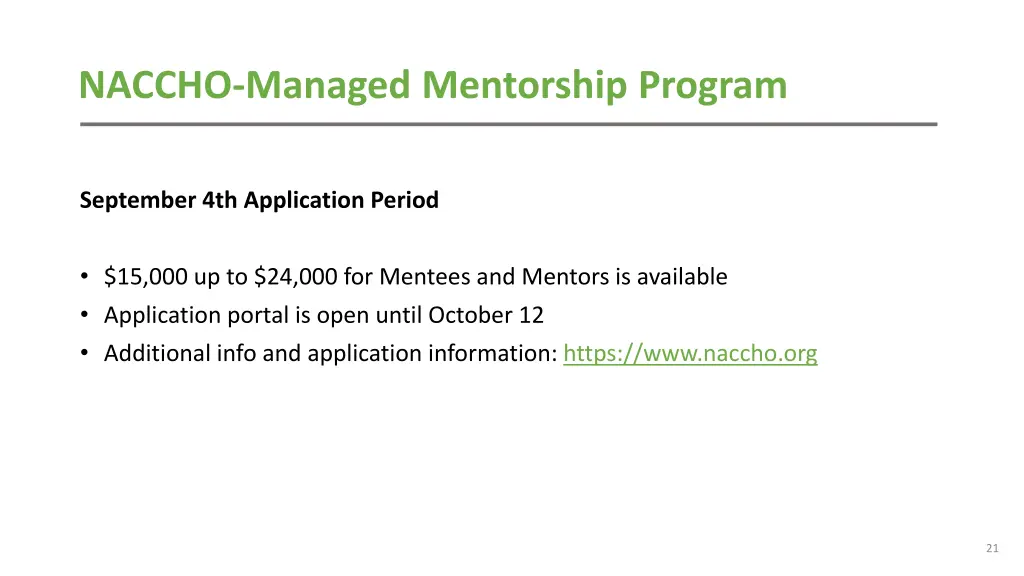 naccho managed mentorship program