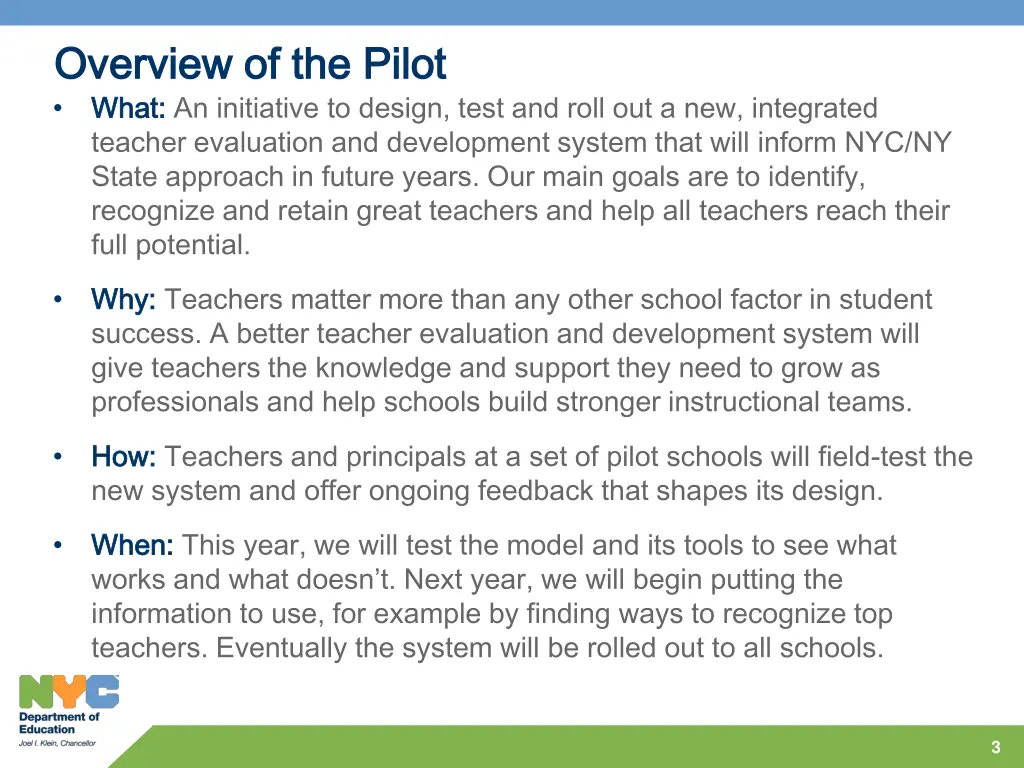 overview of the pilot overview of the pilot what