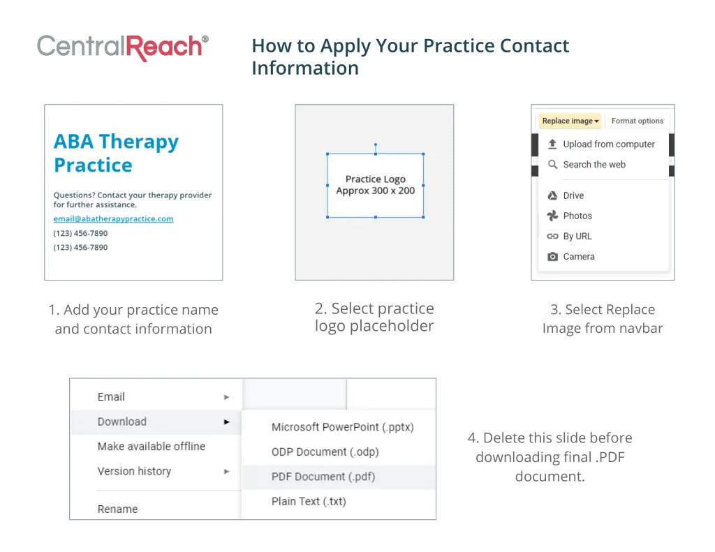 how to apply your practice contact information