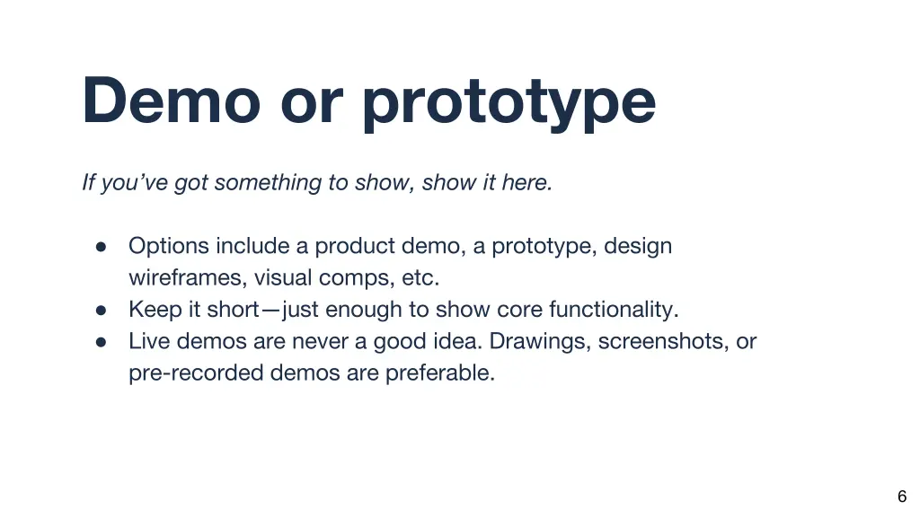 demo or prototype