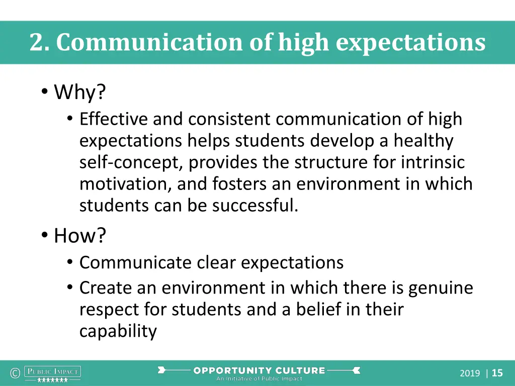 2 communication of high expectations