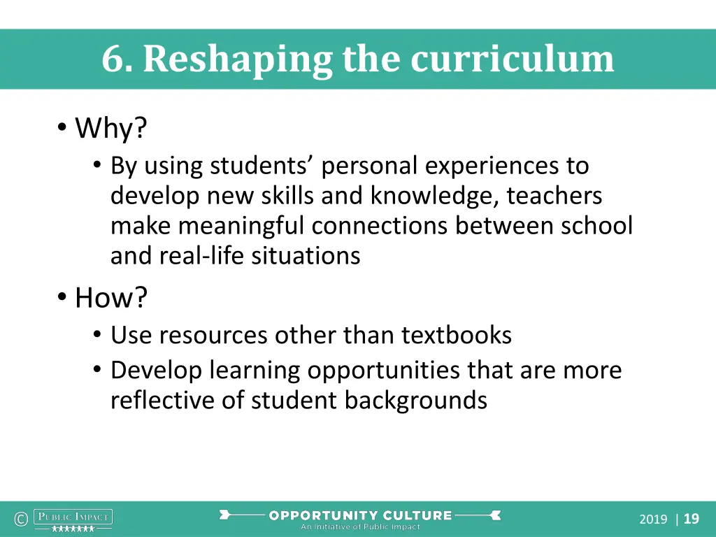 6 reshaping the curriculum