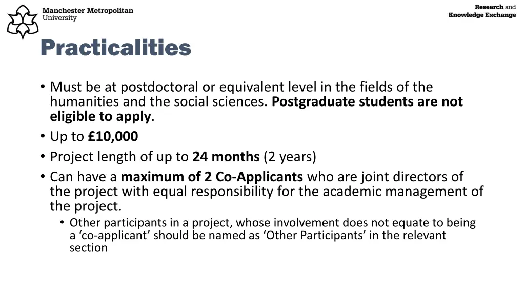 practicalities