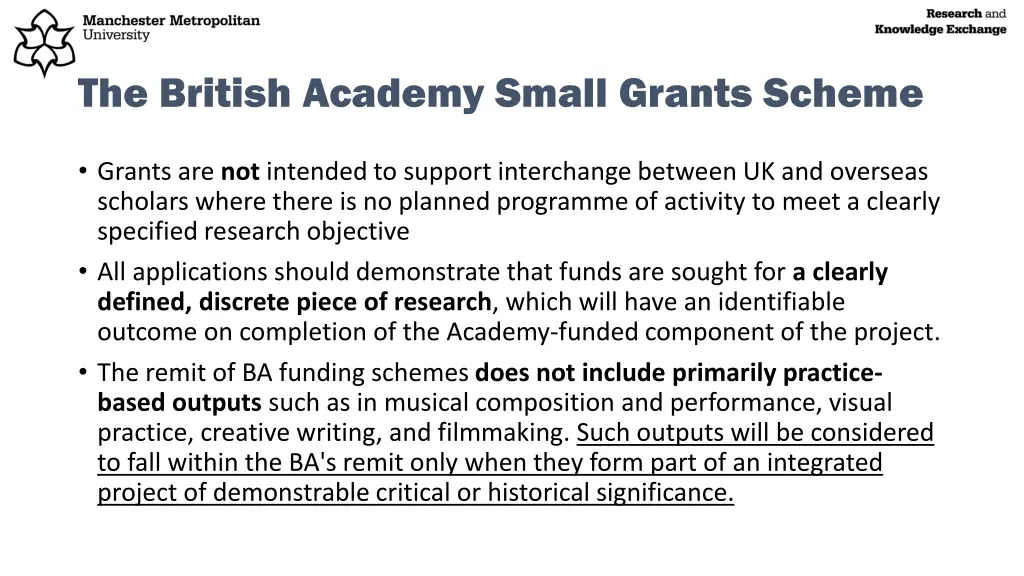 the british academy small grants scheme 1