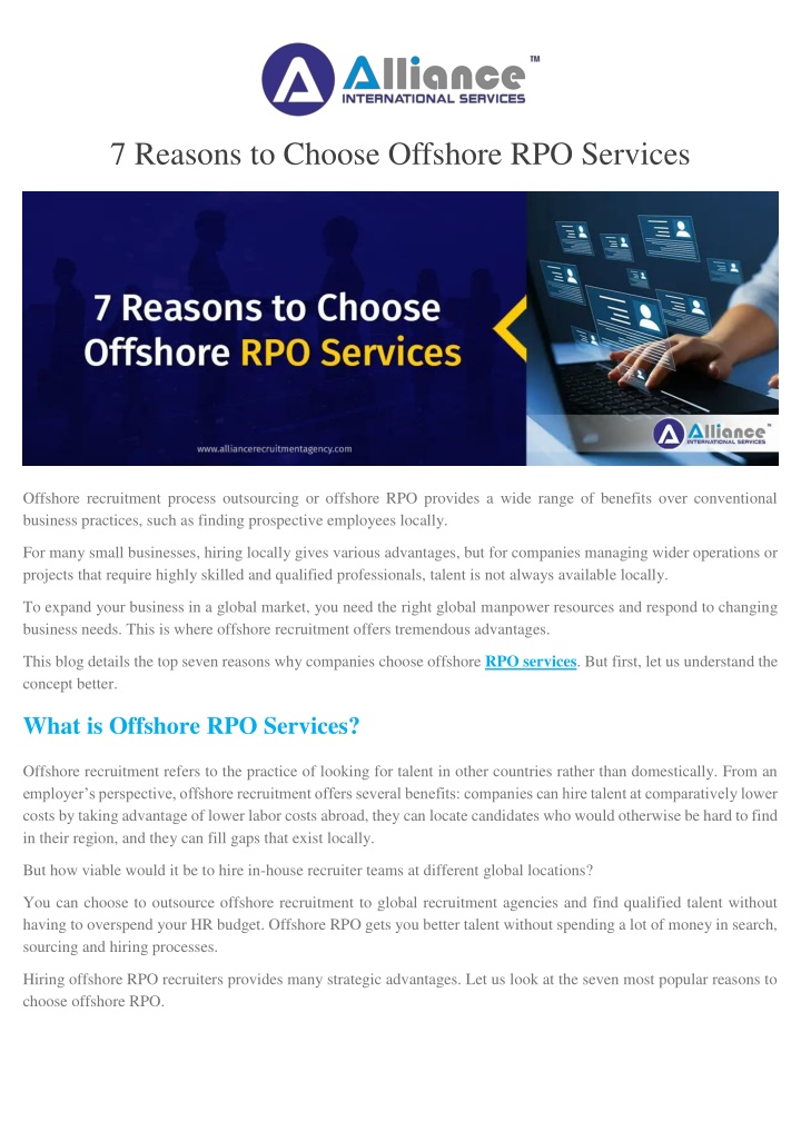 7 reasons to choose offshore rpo services