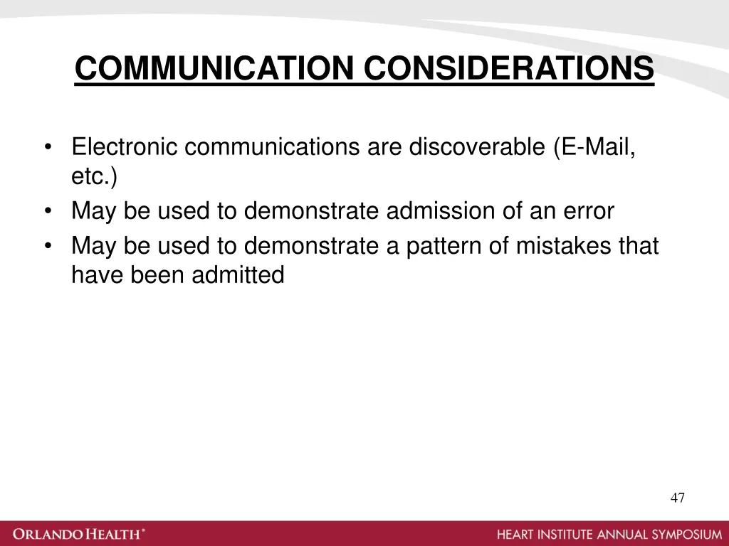 communication considerations