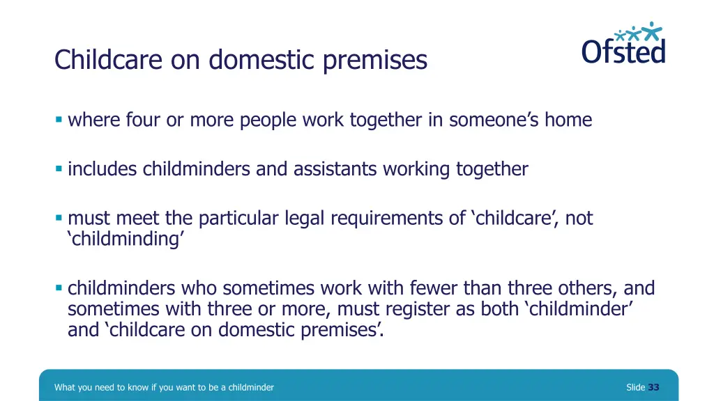 childcare on domestic premises