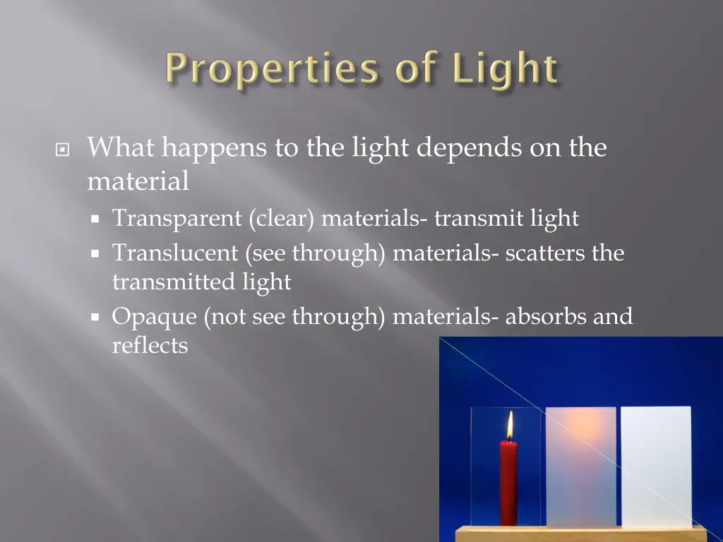 what happens to the light depends on the material 3