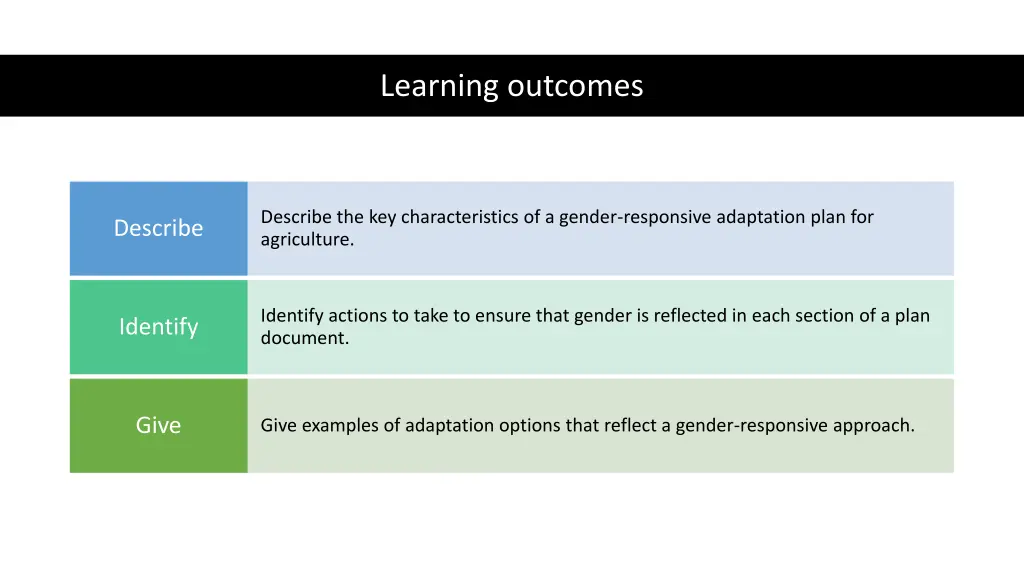 learning outcomes