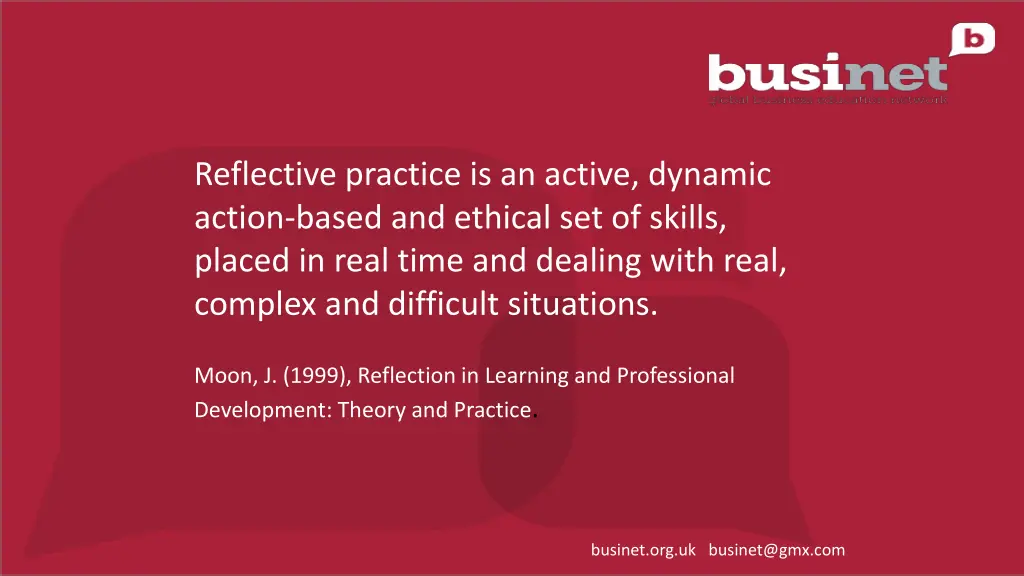 reflective practice is an active dynamic action