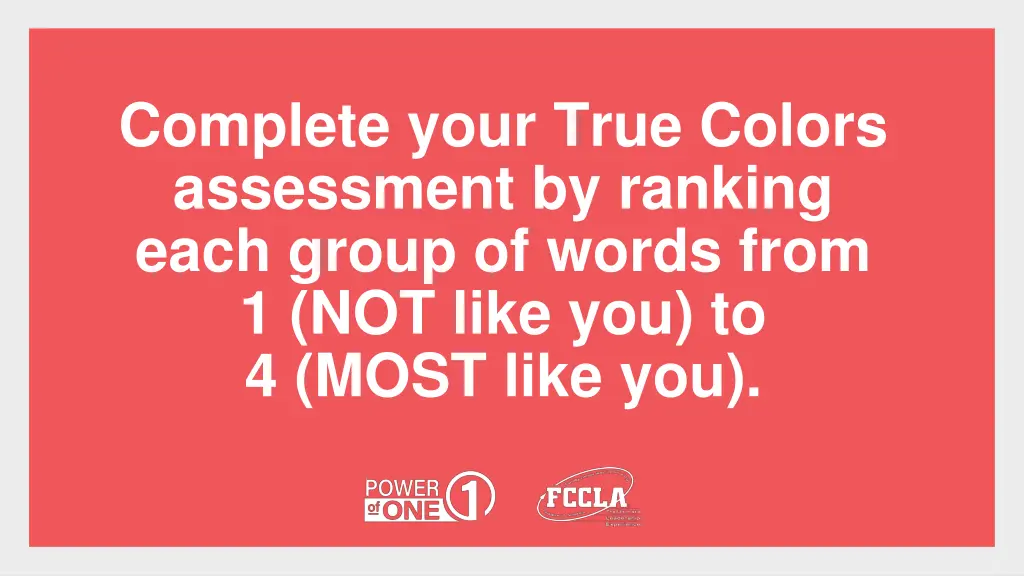 complete your true colors assessment by ranking