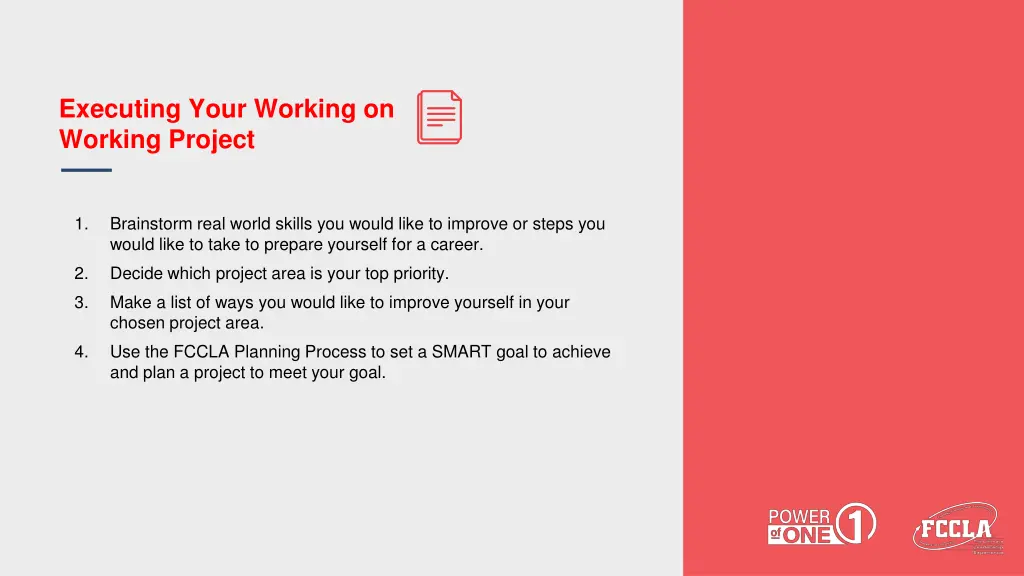 executing your working on working project