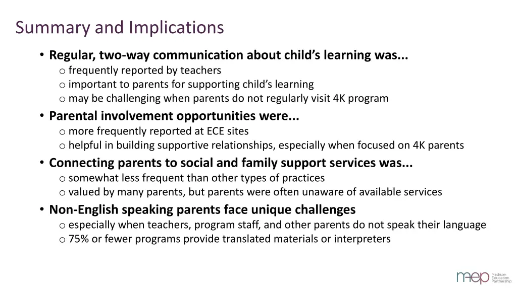 summary and implications