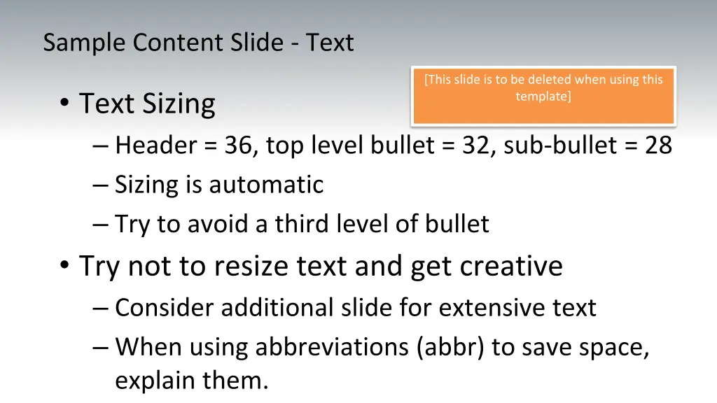 sample content slide text