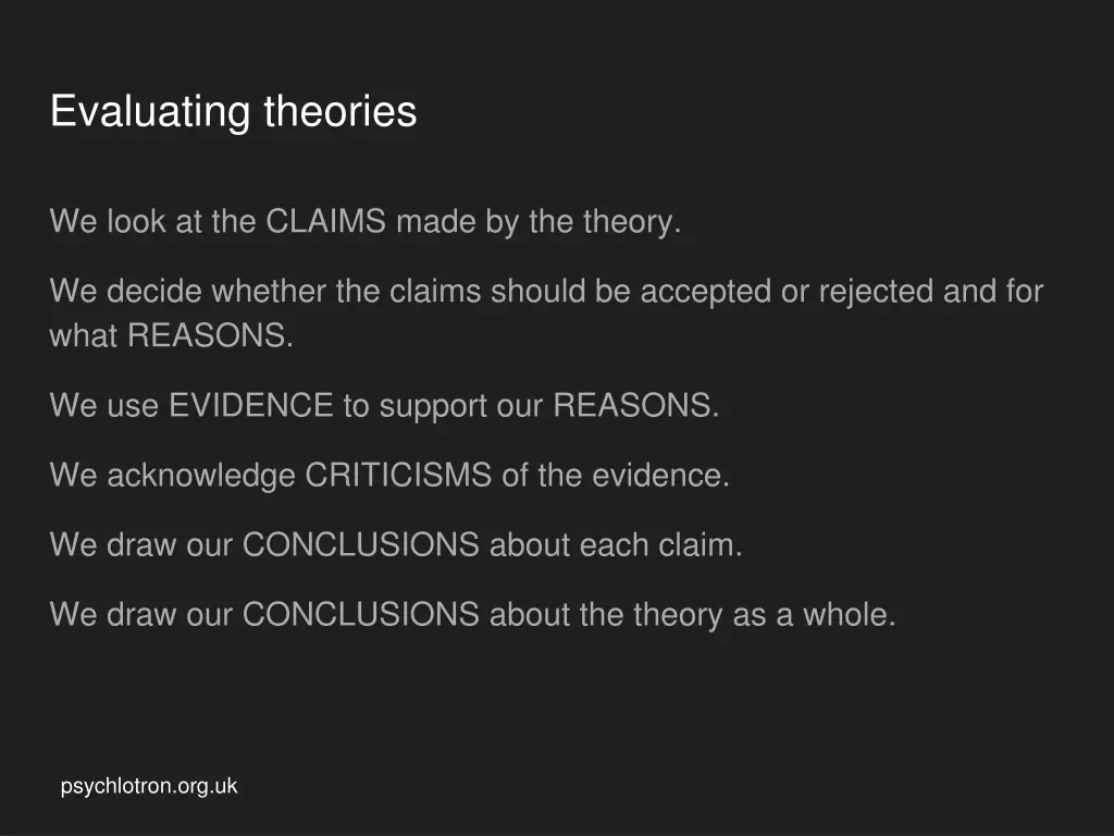 evaluating theories