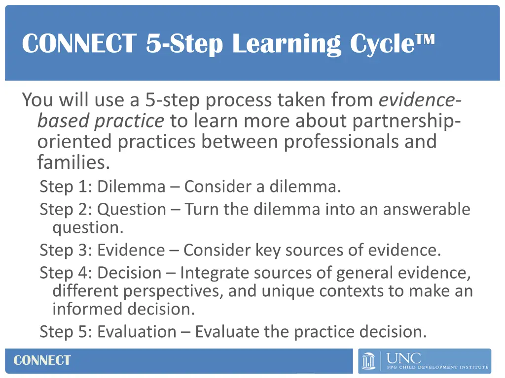 connect 5 step learning cycle