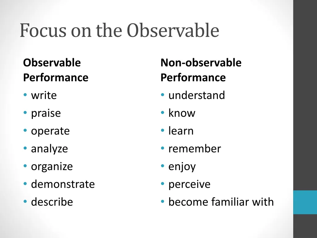 focus on the observable